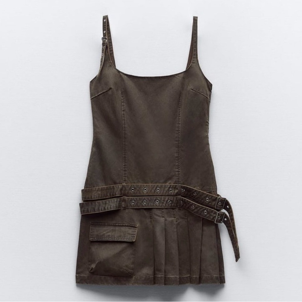 Zara Brown Waxed Mini Dress